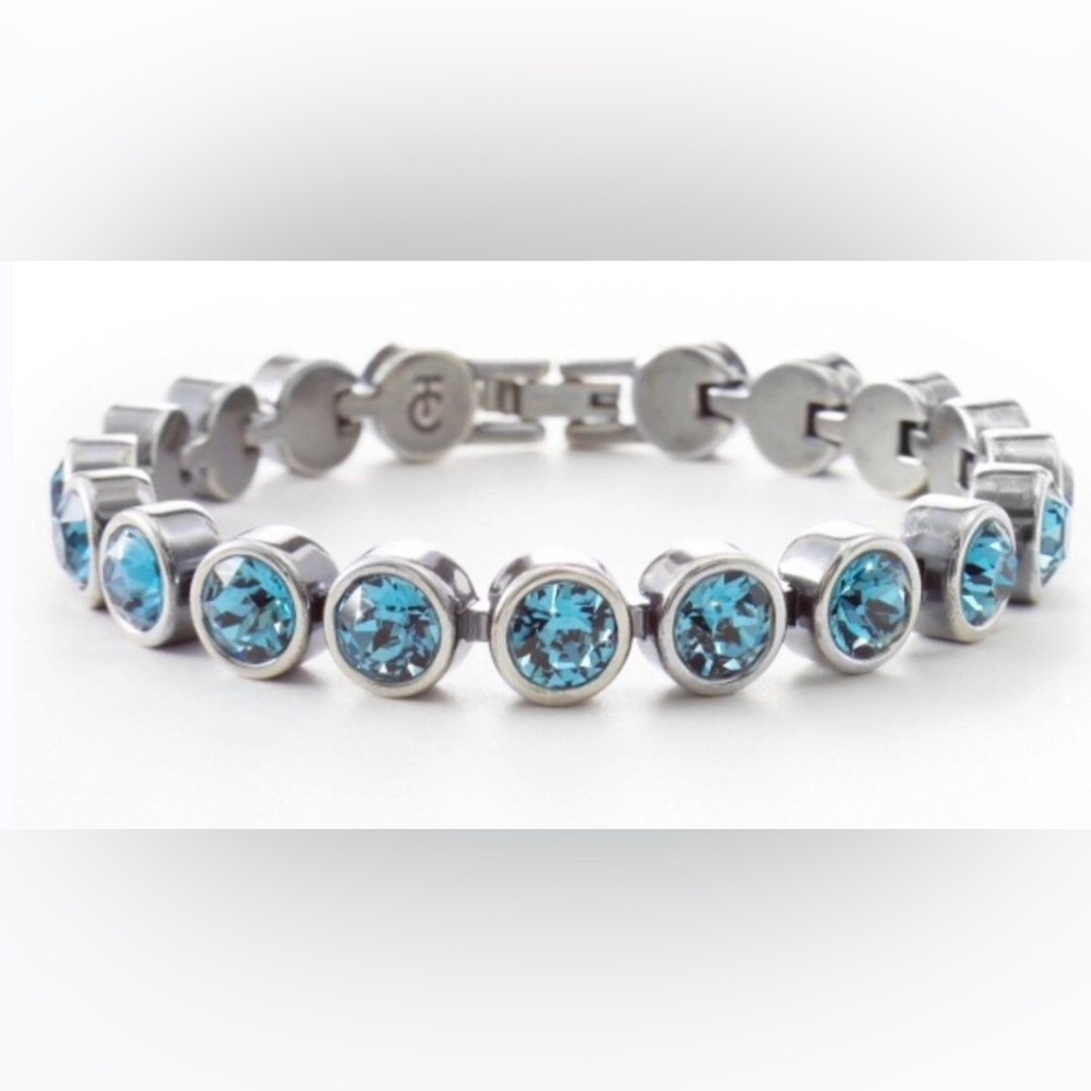 Touchstone Crystal Vintage Indicolite ice bracelet oxidized silver BNIB rare!